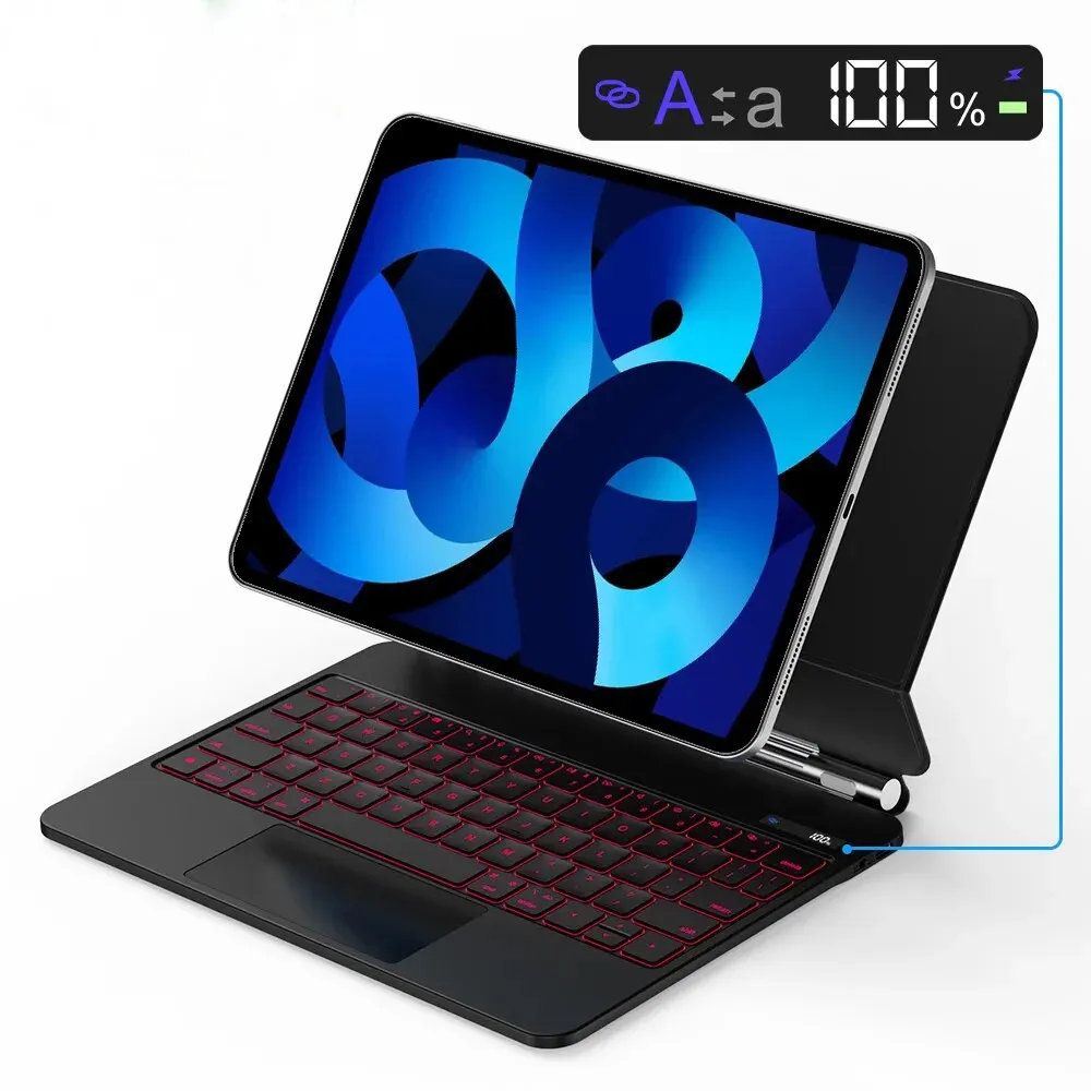 Smart Magic Keyboard Per Apple Ipad Pro 11 Air 5 4 Con Indicatore Della Batteria A Led Trackpad Rgb Cover Per Digitazione Magnetica Retroilluminata