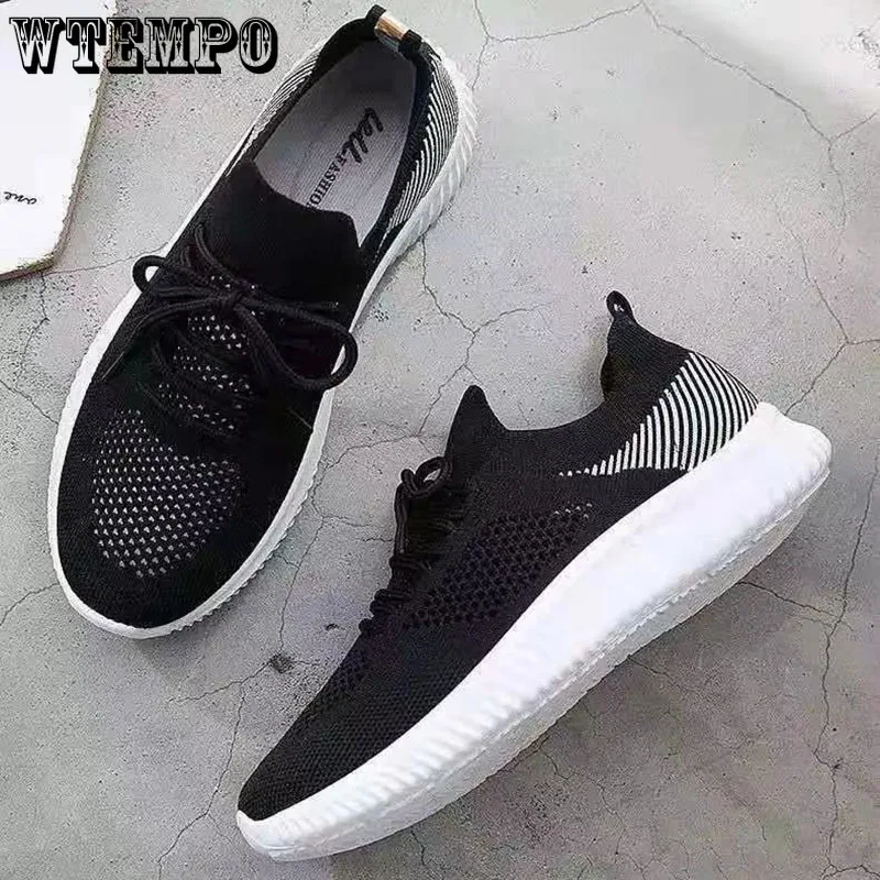 

Черные дышащие сетчатые кроссовки на плоской подошве со шнуровкой, Женские Простые повседневные тканевые туфли, тонкая корейская мода, весна-лето, оптовая продажа