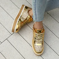 Ngouxm femmes paillettes baskets Skateboard brillant baskets strass Bling mariage chaussures de mariée paillettes brillantes vulcaniser chaussures 6