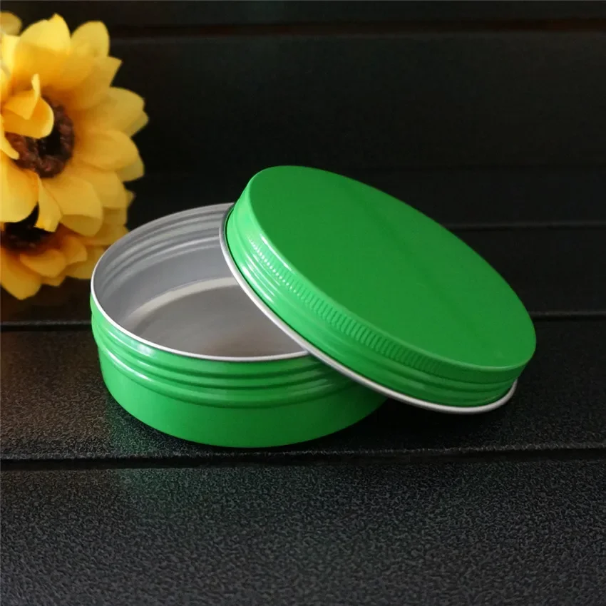 10/15/20/30/50/60/80/100/150g green empty round aluminum box metal tin cans cosmetic cream DIY refillable jar tea Aluminum Pot