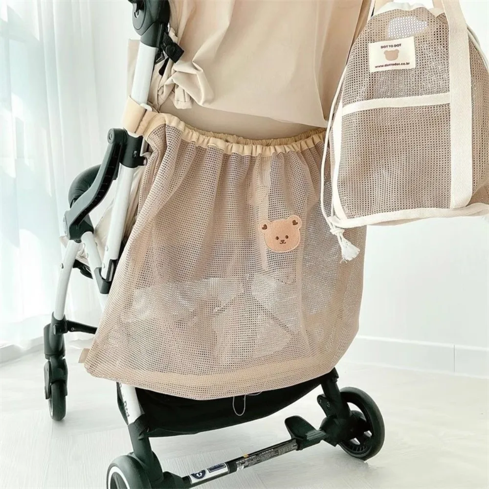 Multifunction Baby Stroller Storage Bag Large-capacity Bear Rabbit Baby Pram Hanging Bag Squirrel Cartoon Animals Mesh Mommy Bag