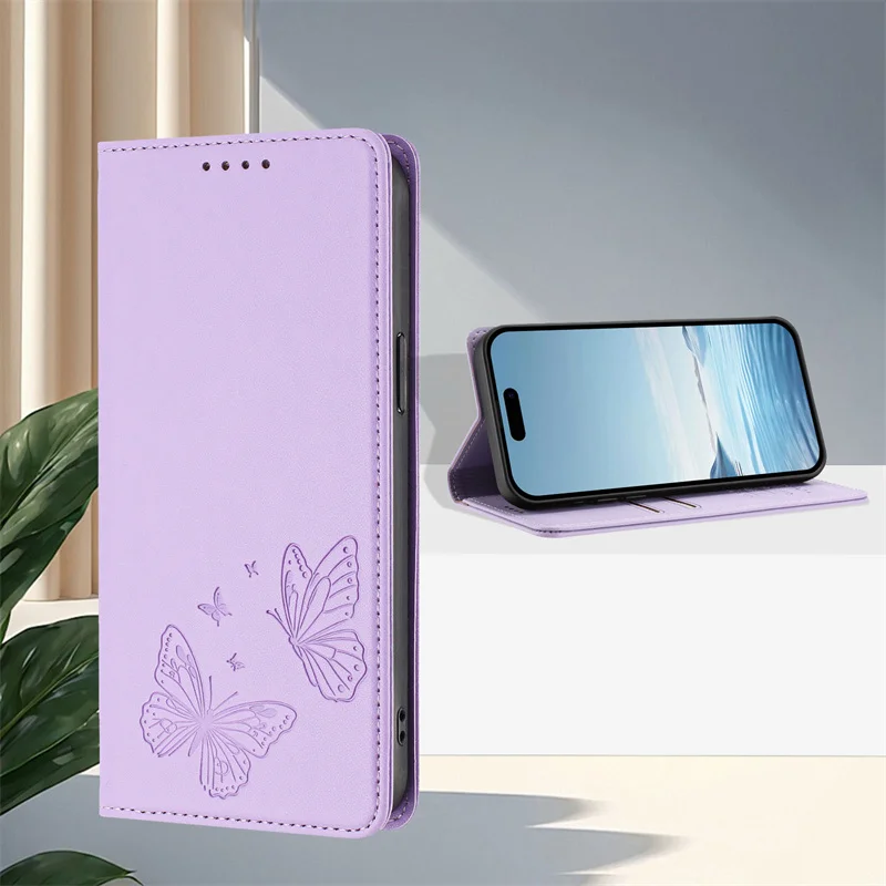 Magnetic Butterfly Leather Wallet Case Cover