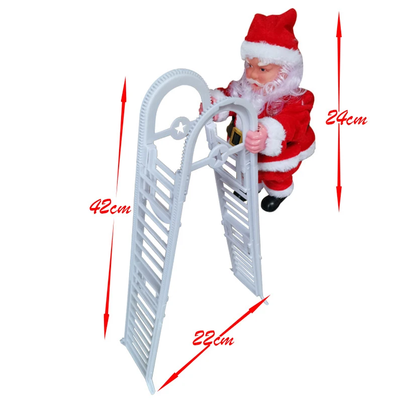 Kids Plush Toys Electric Santa Claus Climbing Ladder Toys Singing Up and Down Santa Claus Doll for Christmas Tree Xmas Decor Toy