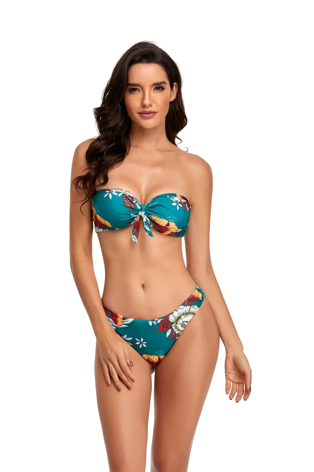 Bowknot Sexy Bikinis 2022 Women Push Up Swimsuit Female Brazilian Bandeau Swimwear Printed Floral Bathing Suit Swimming Biquine