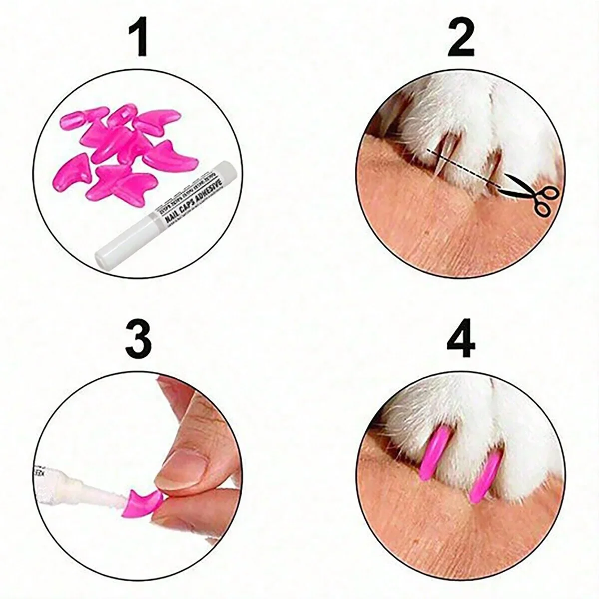 20pcs Random Color Pet Nail Covers Cat Nail Claw Cover Grooming Supplies