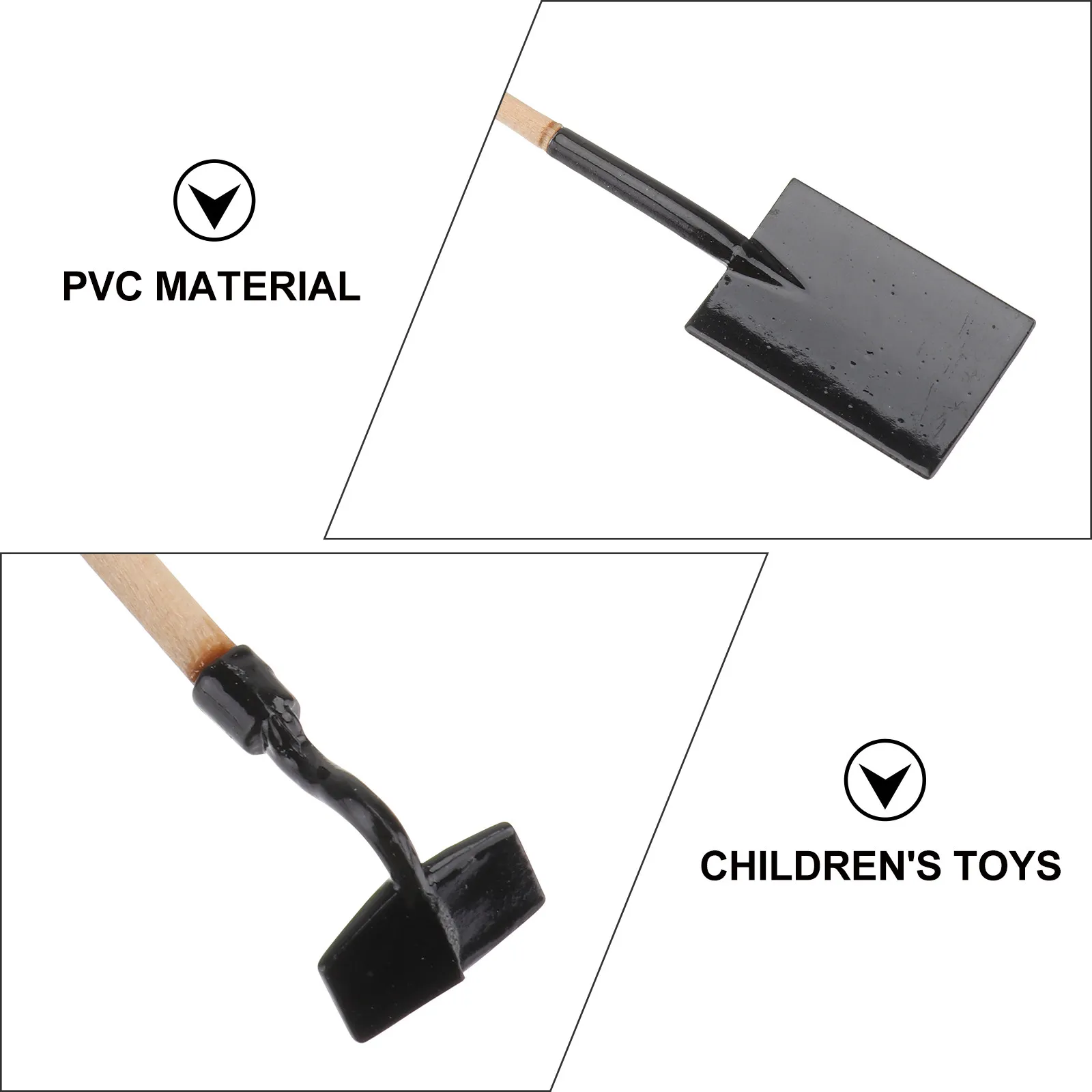 1세트 미니 요정 정원 장 정원 도구 장식품 블랙 러스틱 미니 삽 갈퀴 호미 요정 정원 액세서리