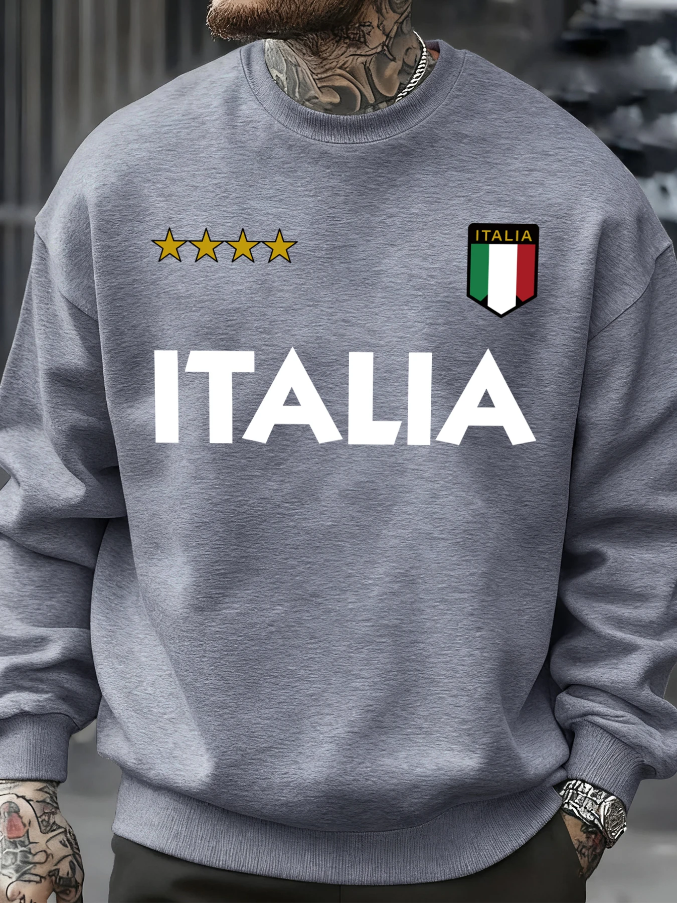 Italia Italienische Flagge Design Sweatshirt Männer Herbst Oversize Sportswear Pullover Street Fashion Kleidung Casual Vintage Tops – Detail 10