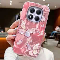 Blue Butterfly Gradient Silicone Phone Case - Elegant Protective Shell Cover for Redmi A4 5G (Shd07)