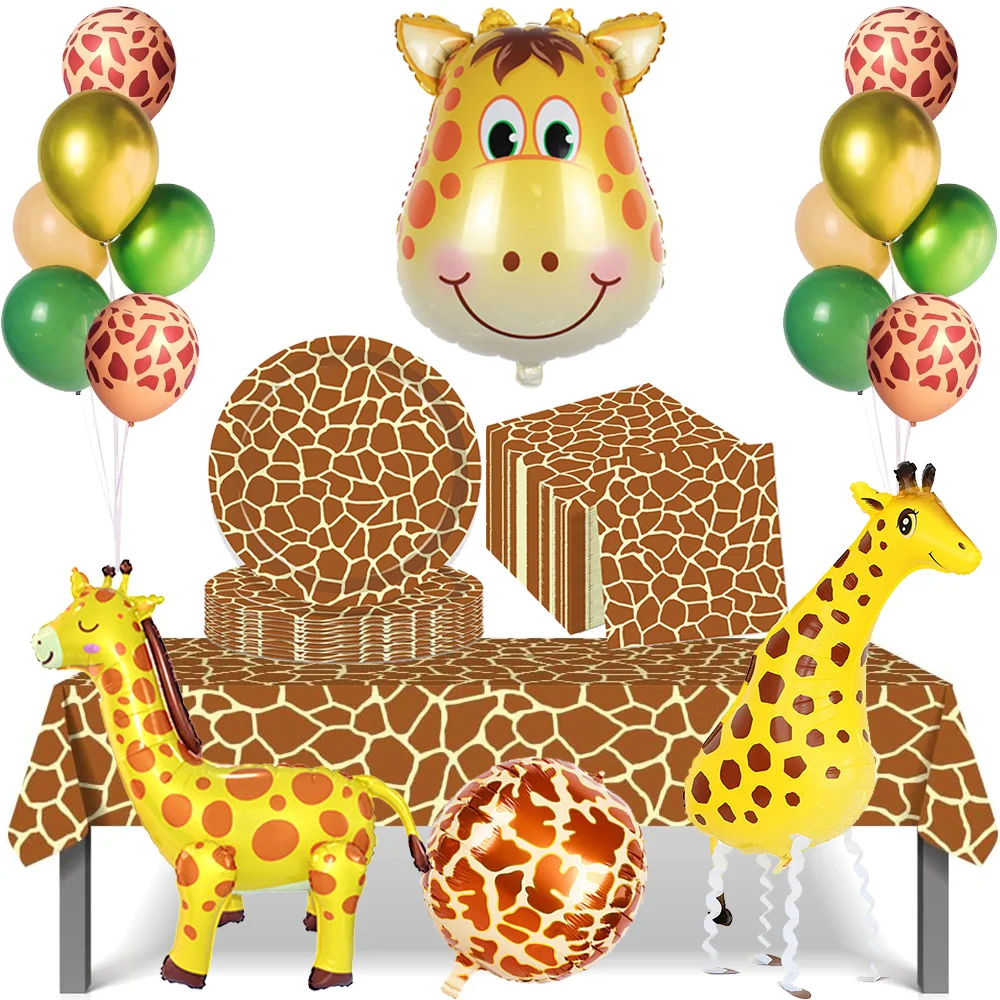 Jungle Giraffa Tema Party Stoviglie Usa E Getta Piatto Di Carta Tazze Tovaglia Palloncino A Forma Di Giraffa Baby Shower Decorazioni Di Compleanno