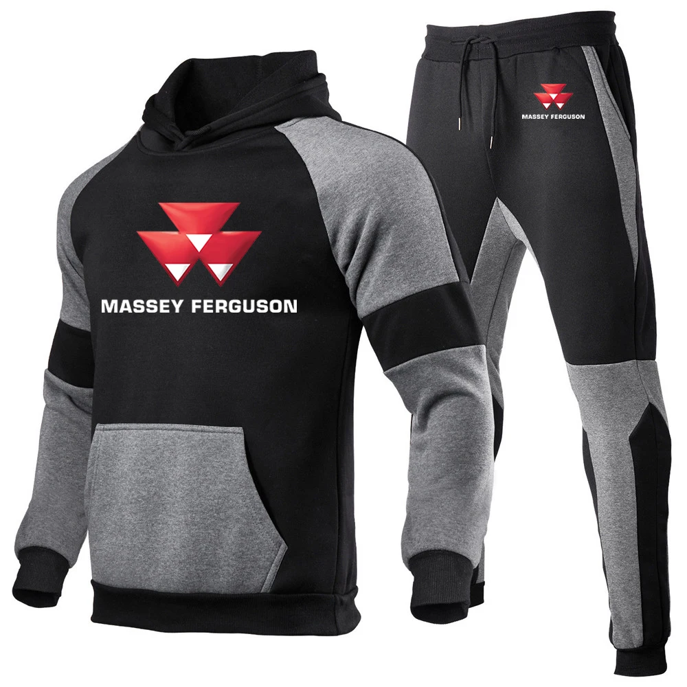 2024 New Massey Ferguson Autumn Tracksuit Hoodies+Sweatpants 2-Piece Fashion Causal Jogging Sweatshirt Pullover Fleece Pant Sets 3
