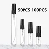 50/100PCS 2ML 3ML 5ML 10ML Black Portable Glass Perfume Bottle Empty Refillable Bottle Cosmetics Bottle Sample Thin Glass Vials 1