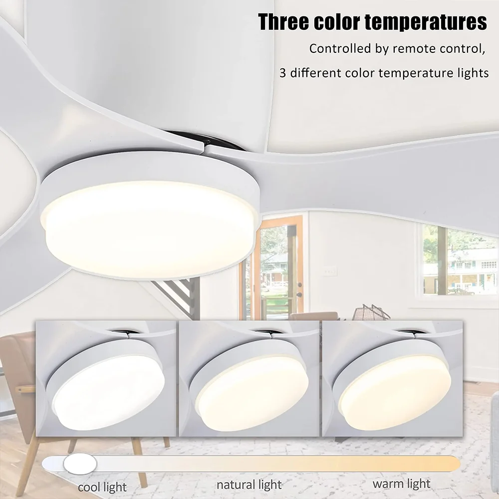 Ceiling Fan Modern Led Ceiling Fan with Light 42 /52 Inch DC Motor 6 Speeds Electric Fan Remote Control