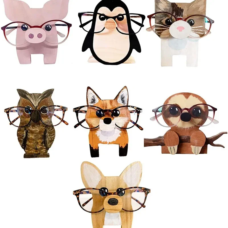 1 Pc Cute 3D Animal Glasses Rack Animal Wood Carvings Sunglass Display Rack Shelf Eyeglasses Show Stand Jewelry Holder Showcase
