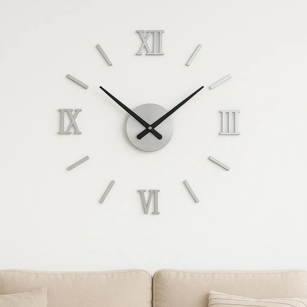 45X45cm רומי Numer 3D שעון אקריליק שיקוף קיר דיגיטלי שעון לסלון מודרני עיצוב DIY בית תפאורה