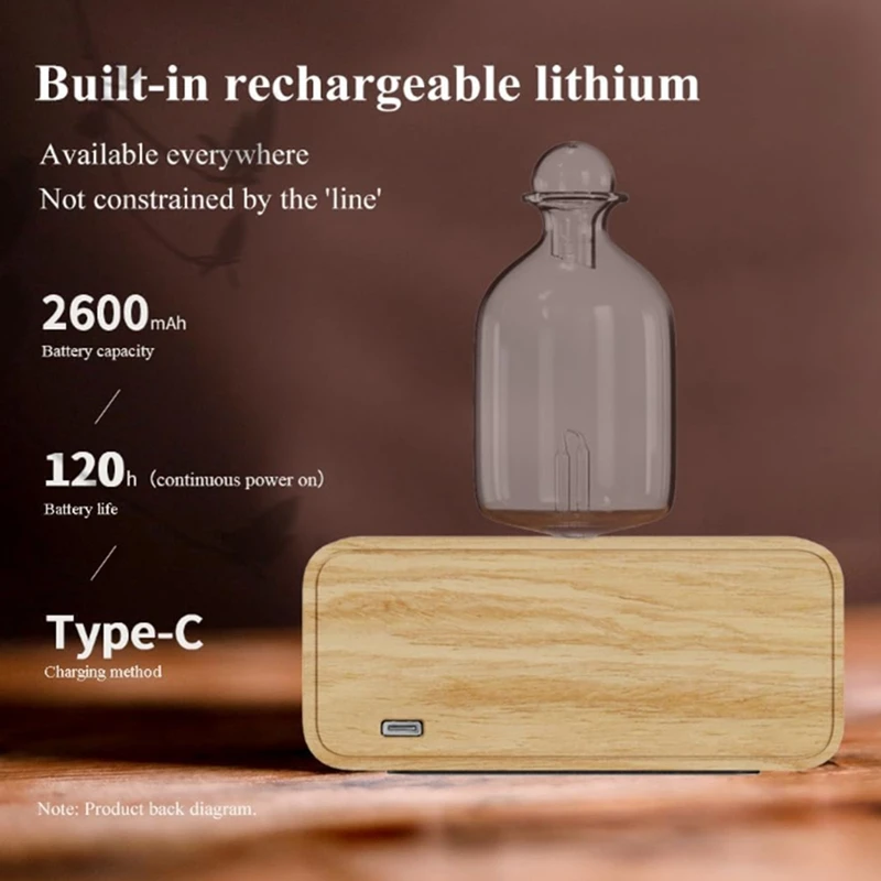 Nebulizing Essential Oil Diffusers Cordless Rechargeable Wooden Glass Cold Aroma Diffuser For Living Room Home Office
