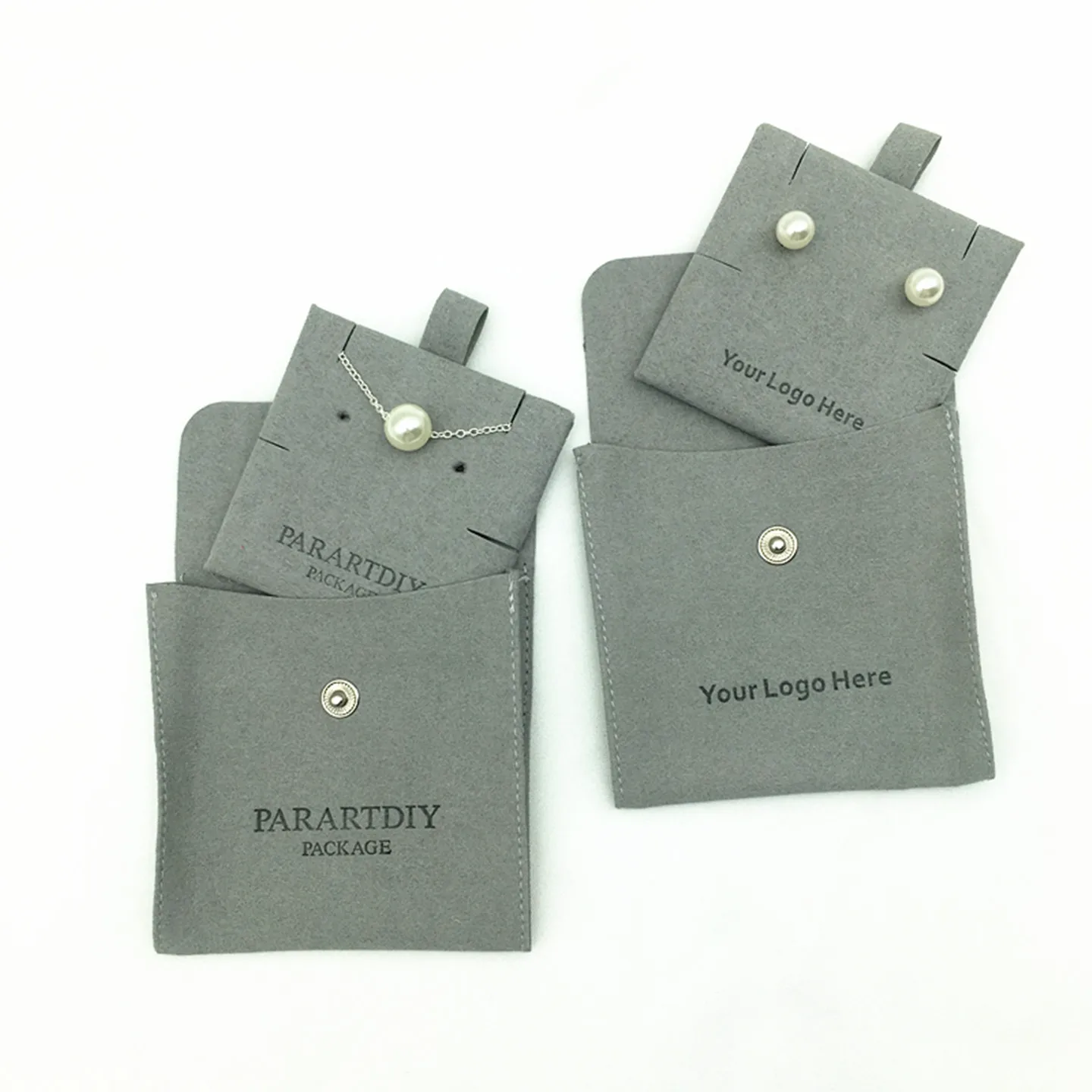 20/50/100/200 gray buckle bags bulk personalized jewelry packaging bags custom logo bags brooch necklace earrings packaging bags