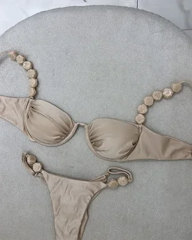 2025 Sexy Bikini Set High Waist Golden Printed Women Swimwear Push Up Bikinis Swimsuit Female Biquini Bathing Suit 1