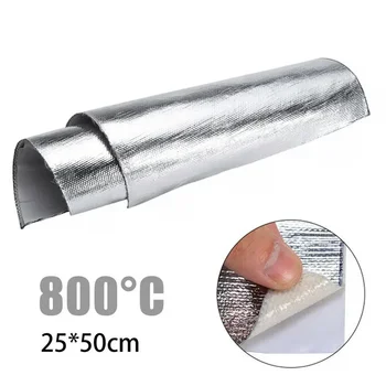 25x50 cm Pellicola di protezione termica per auto R Parafango per auto Tappetino per isolamento acustico termico Scudo termico automatico Isolamento Pellicola per motore