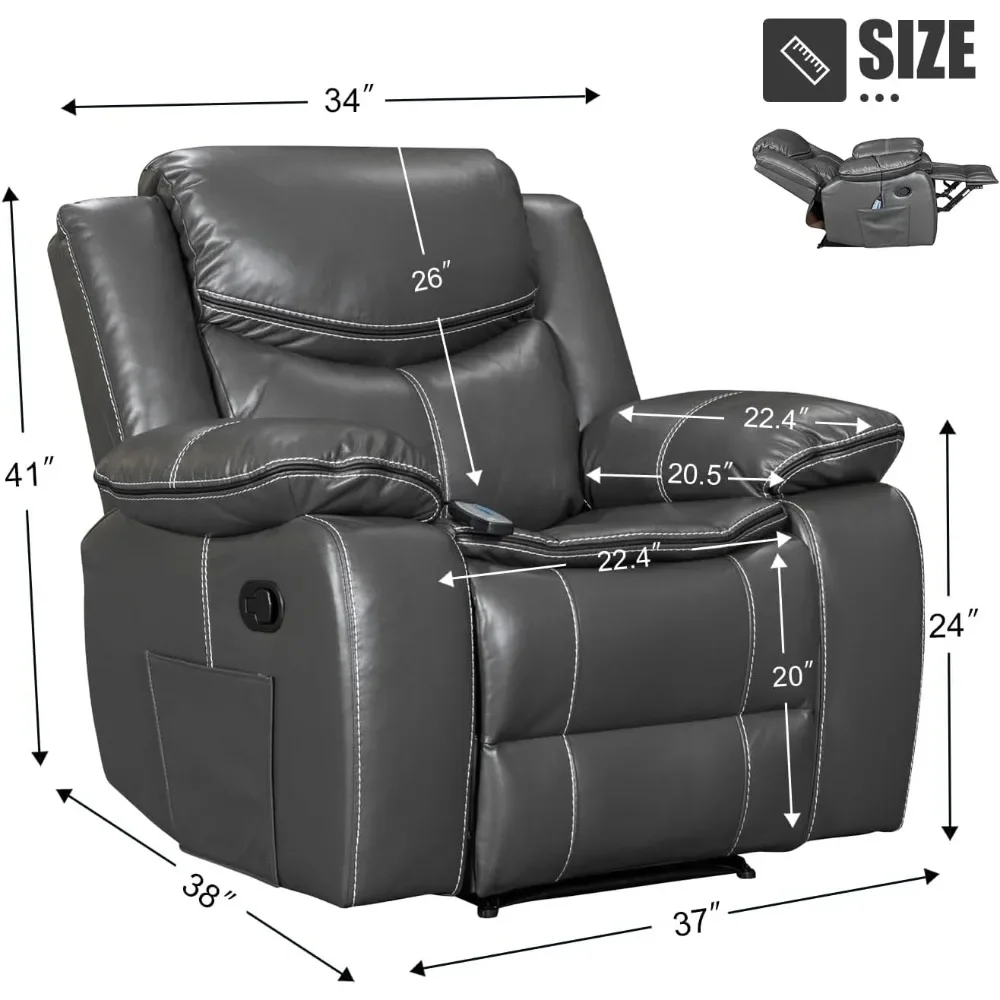 Recliner Chairs for Adults Manual Reclining Sofa Chair Oversized Recliner Chair for Living Room Comfy Home Theater Seating