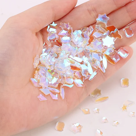 Nail Shaped Drill Rhinestones Parts Crystal Drop Rhombus Arrow Colorful Flatback Stones 3D Gems Nails Art Decoration