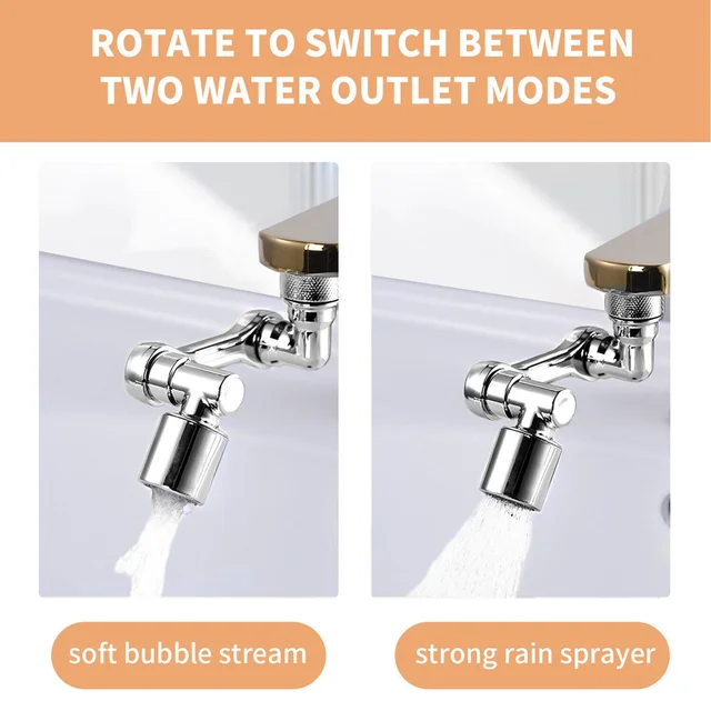 1080° Rotation Faucet Aerator Splash Dual Mode Kitchen Tap Extend Water Nozzle Faucet 22/24mm Adaptor Faucet Bubbler Robotic Arm 3