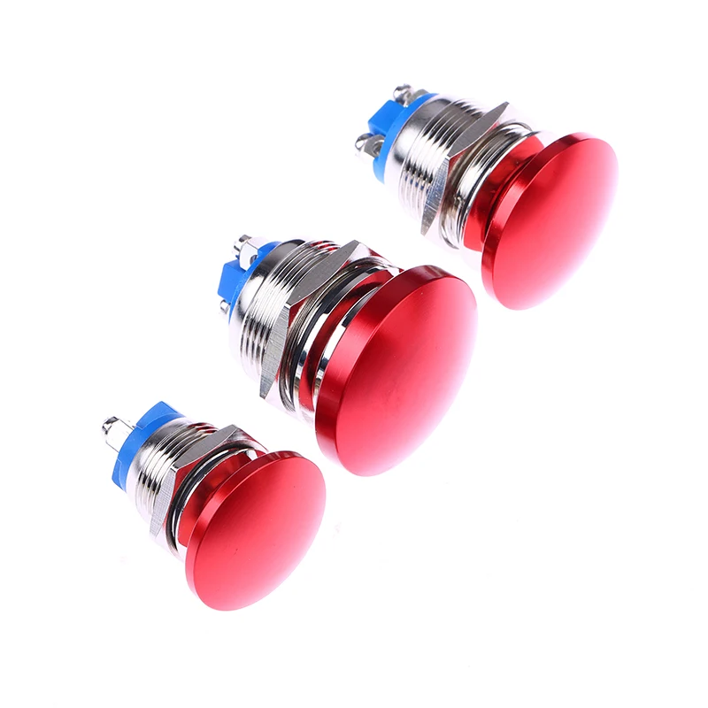 Waterproof IP65 SPST (ON)-Off 1NO 3A 250V With Screw Terminal 16/19/22MM Momentary Metal Mushroom Head Push Button Switch 1PC metal push button switch