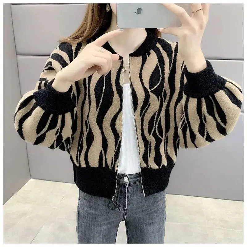 

2023 Autumn/Winter Imitation Mink Fleece Leopard Pattern Short Coat Imitation Double-sided Women Foreign Jacket Cardigan Coat