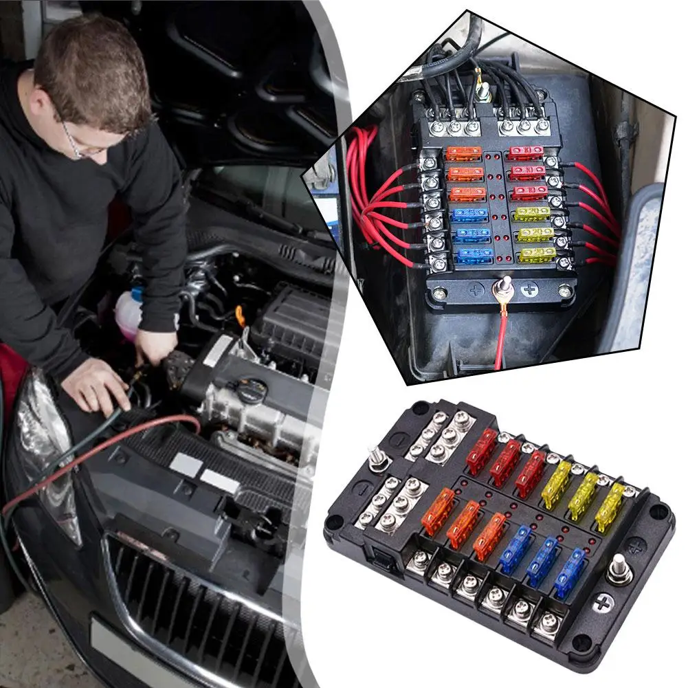 6/12 Way Fuse 12-24V Car Boat Fuse Box Holder Plastic Cover Power Panel Board Camper RV Accessorie fuse holder car fuses kit fuse box holder fuse box circuit adapters and fuse set