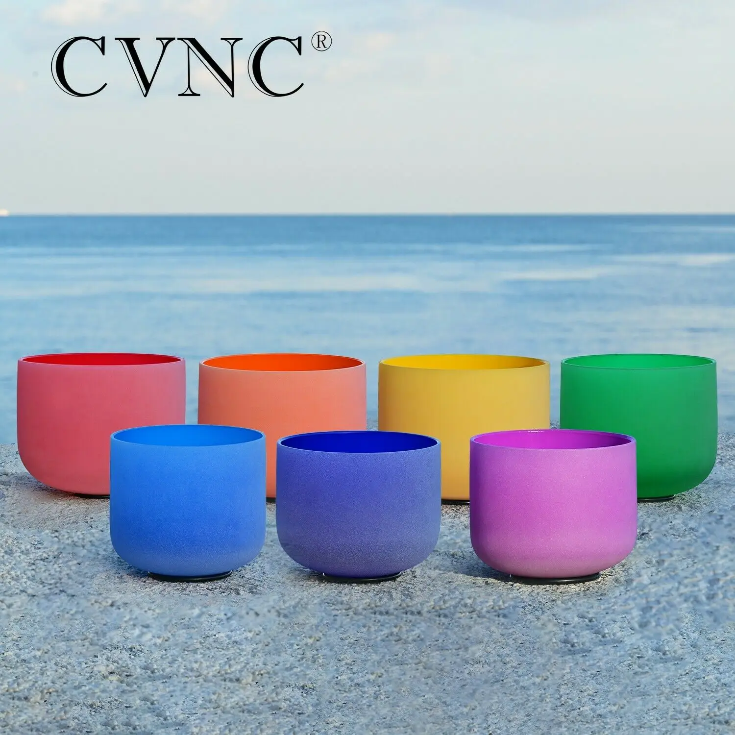 1pc 8" C/D/E/F/G/A/B Note Frosted Quartz Crystal Singing Bowl for Meditation Sound Healing Free Mallet meditation singing bowl