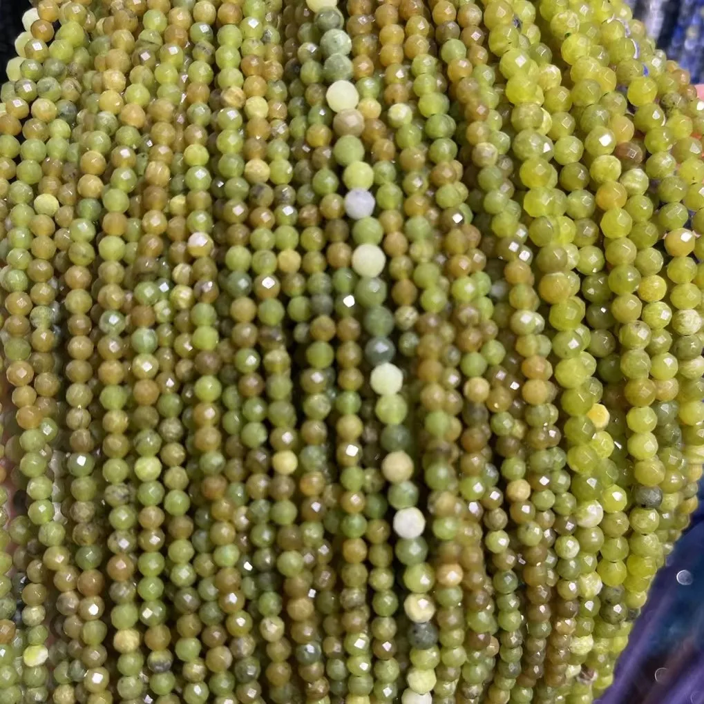 

Natural Stone Small Faceted Cutting Loose Round Tiny Seed Canadian Jade Beads for Jewelry DIY Making