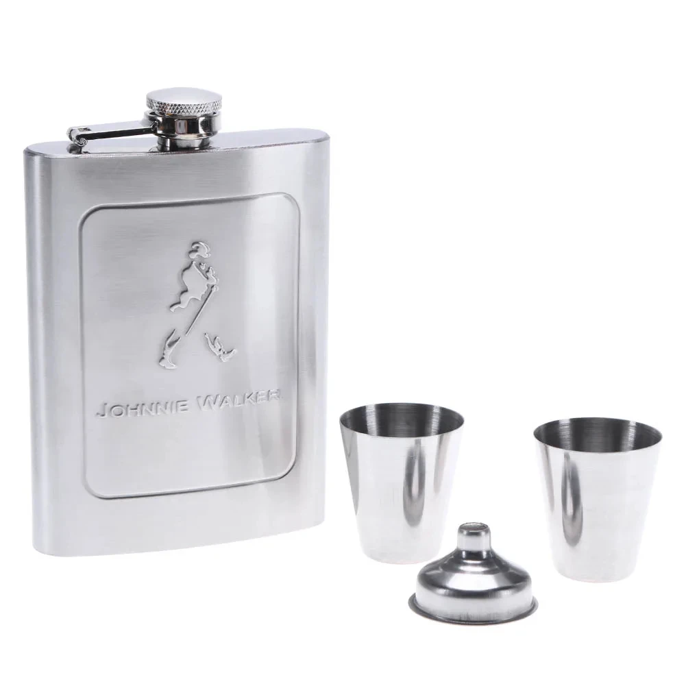 8 Oz Stainless Steel Outdoor Portable Pocket Drinking Container Vodka Drinking Tools for Hiking Climbing Gift Box