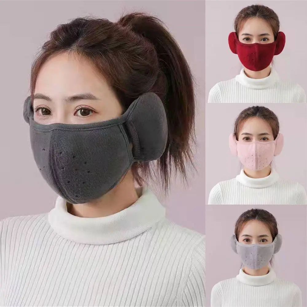 Winter Cycling Breathable Windproof Warm Masks Cold-proof Earmuffs Ear Warmer Fleece Mouth Cover