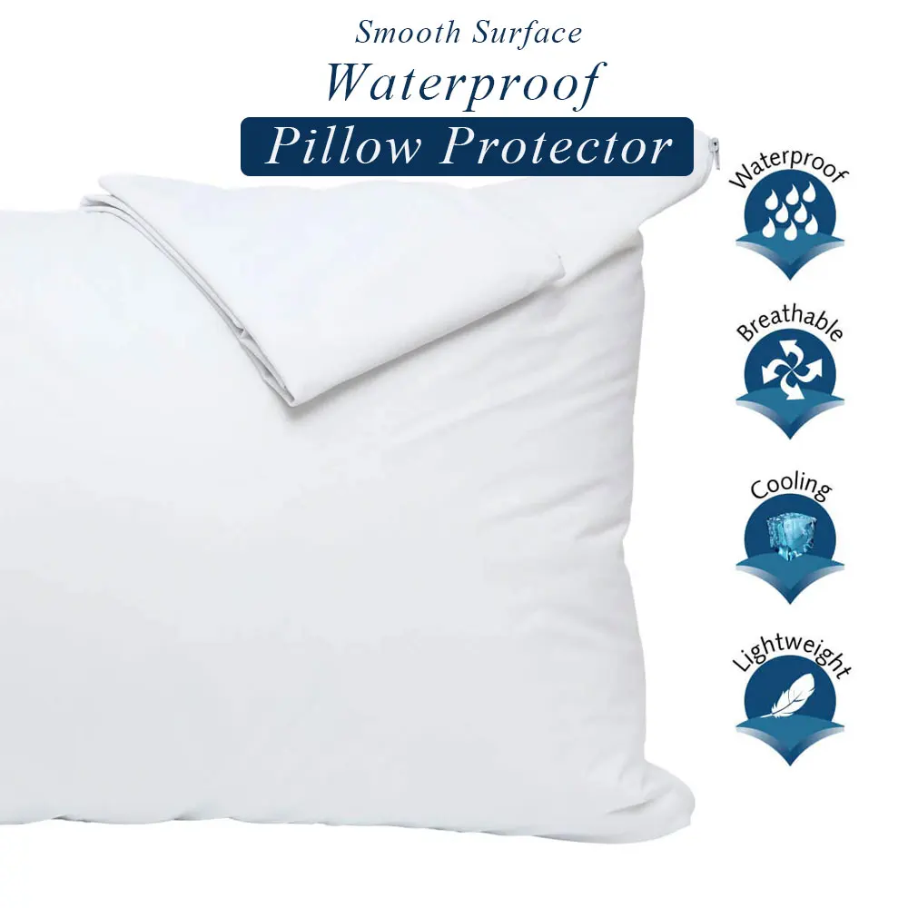 

Waterproof Pillow Protector with Zipper Bed Bug Proof Pillowcase Protects Against Dust Mite &Stains Allergens
