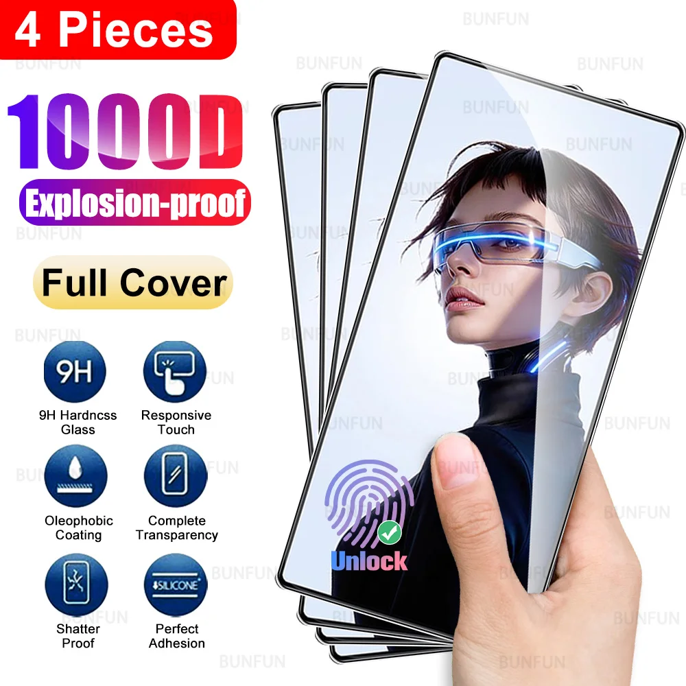Premium 9H Tempered Glass Screen Protector - Pack of 4