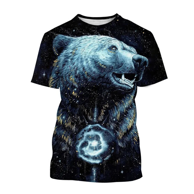 

Мужская футболка с 3D-принтом животного, коричневого медведя, летняя модная крутая футболка в стиле Харадзюку, повседневные уличные Топы с коротким рукавом, футболки