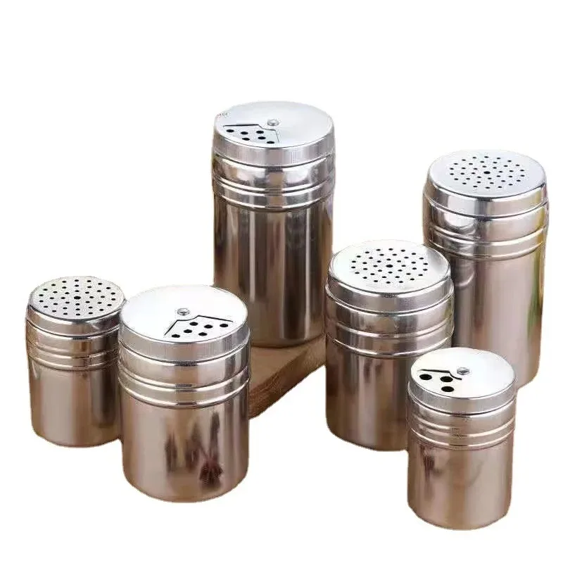 Seasoning Jar Salt Sugar Bottle Rotating Cover Multi-purpose Stainless Steel Spice Pepper Kitchen Gadget 1 Piece seasoning jar salt shaker spices bottle salt pepper shakers