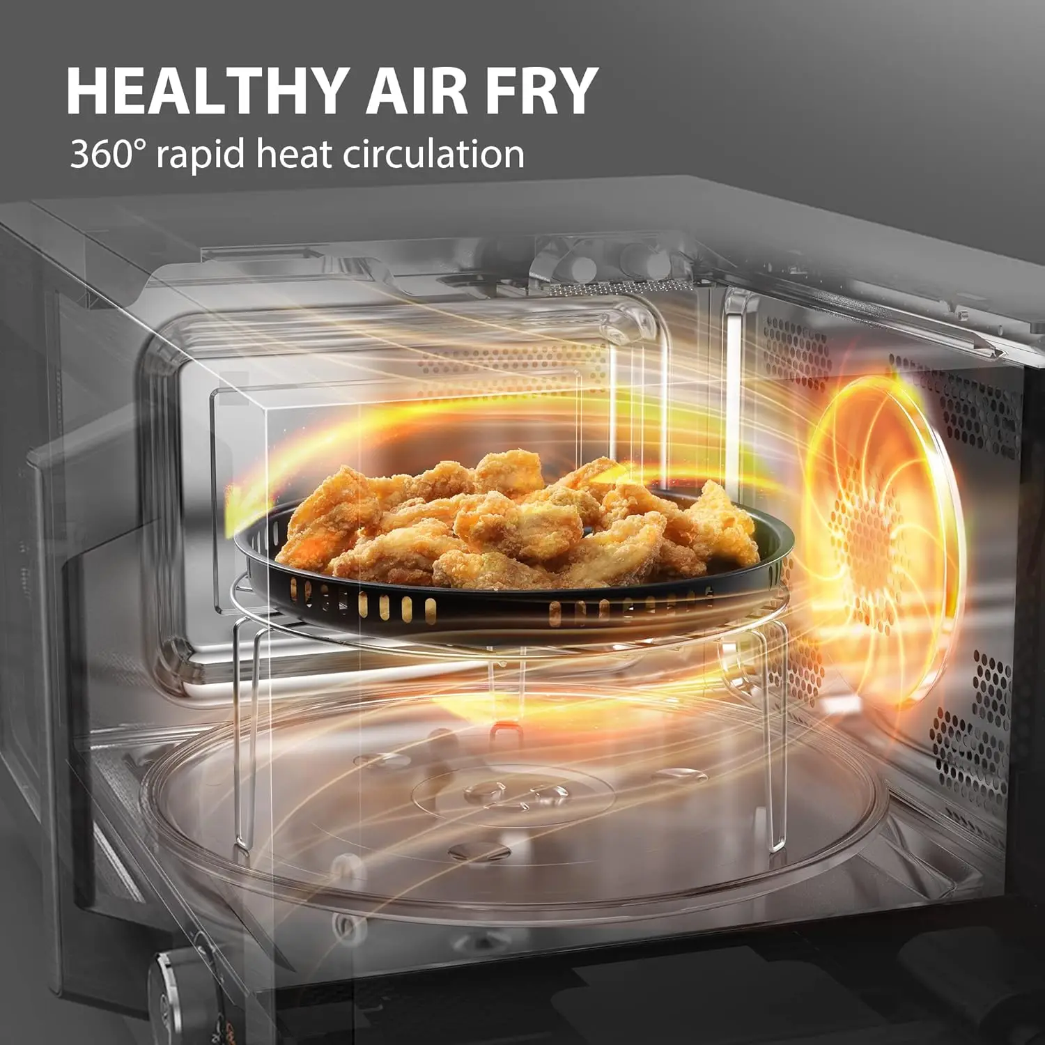 Oven Air Fryer Combo, Inverter, Convection,27 Auto Menus, 1.0 cu.ft, 1000W, 3