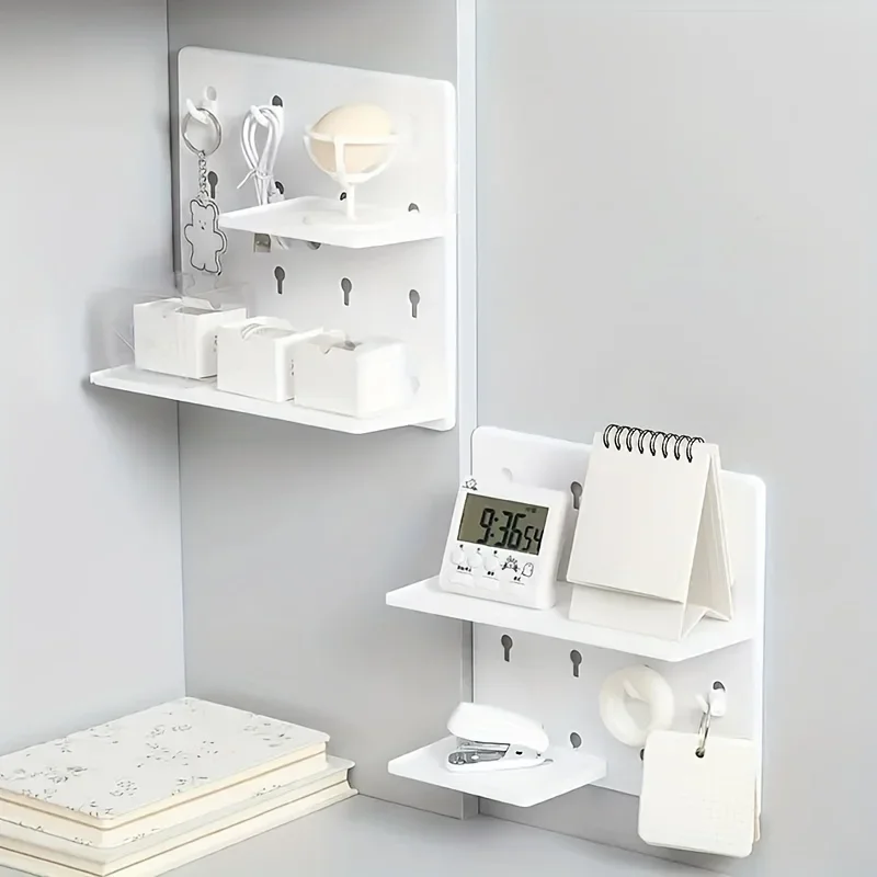 Versatile Wall-Mounted Peg Board with Shelf and Hooks