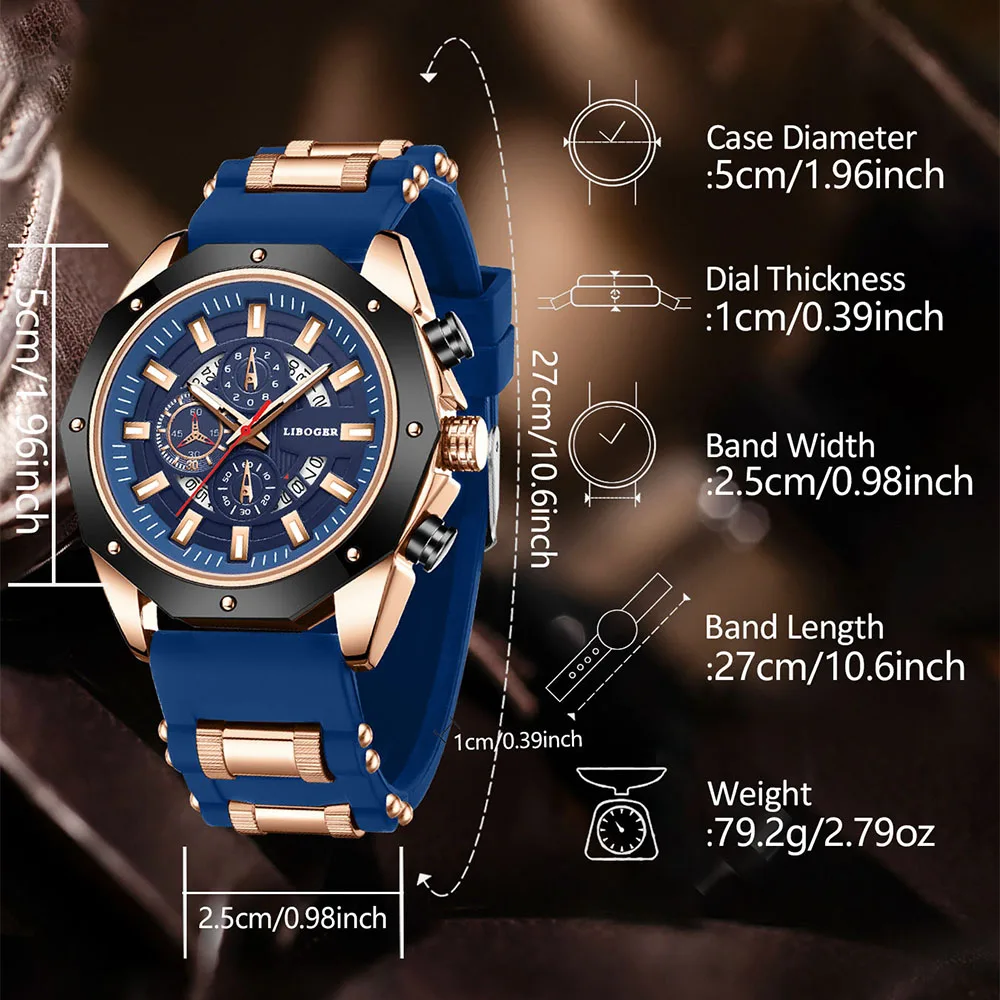 2PCS Men's Watch Set Business Fashion Classic Three Eye Quartz Watch Set Suitable for Business Event Clothing Matching 6