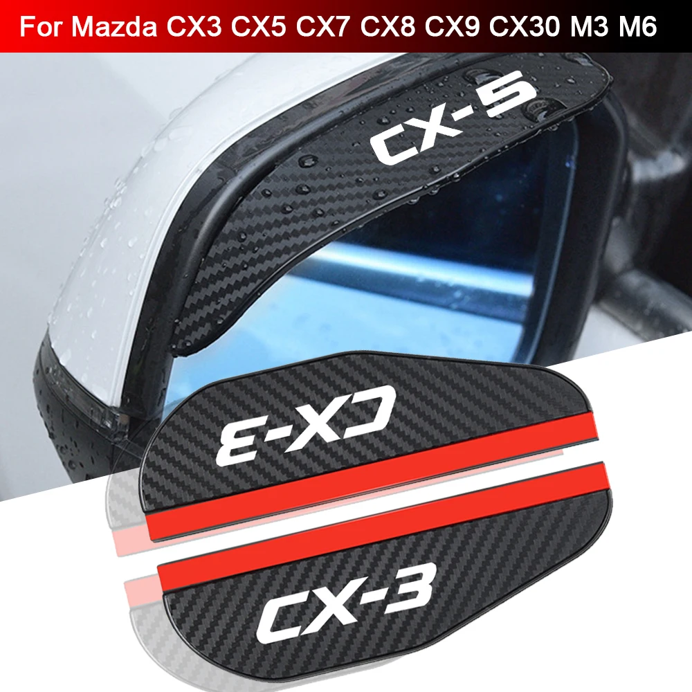 2Pcs car accessoires Awnings Shelters Rearview Mirror Rain Cover Carbon Fiber Side For Mazda cx3 cx5 cx7 cx8 cx9 cx30 m3 m6