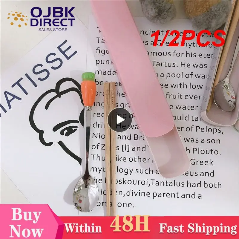1/2PCS Tableware Convenient Stainless Steel Tableware Fun Way To Enjoy Dessert Lovely Dessert Spoon Modern Fashionable