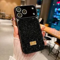 Luxury Bling Glitter Lens Protective Back Cover - iPhone 15 Plus (Black)