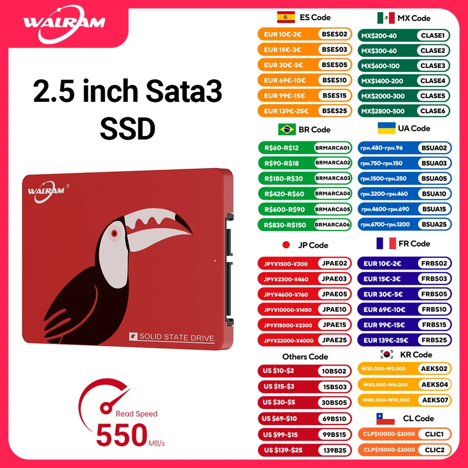 WALRAM SSD 1tb 120gb 240 gb 480gb 2tb SSD HDD 2.5'' SSD SATA