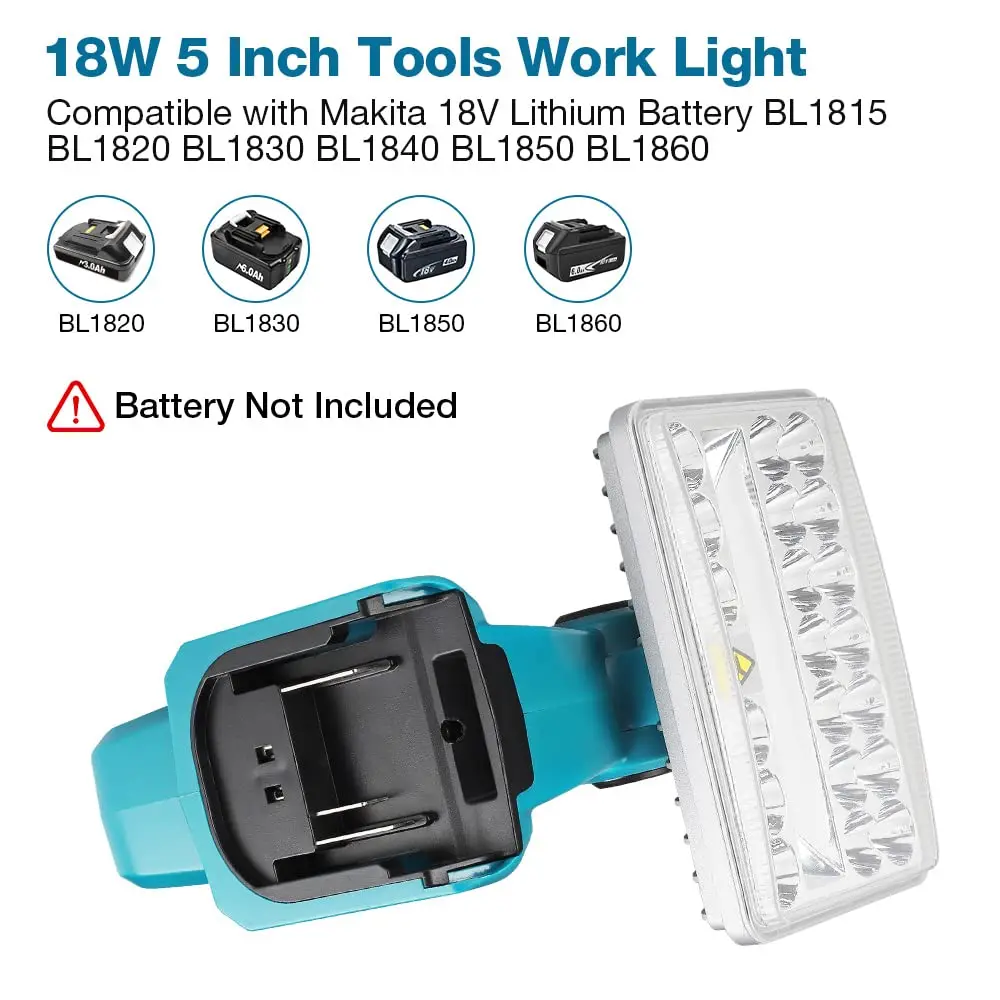 2000LM Cordless LED Work Light Powered by Makita 18V MAX LXT Li-Ion Battery Flas