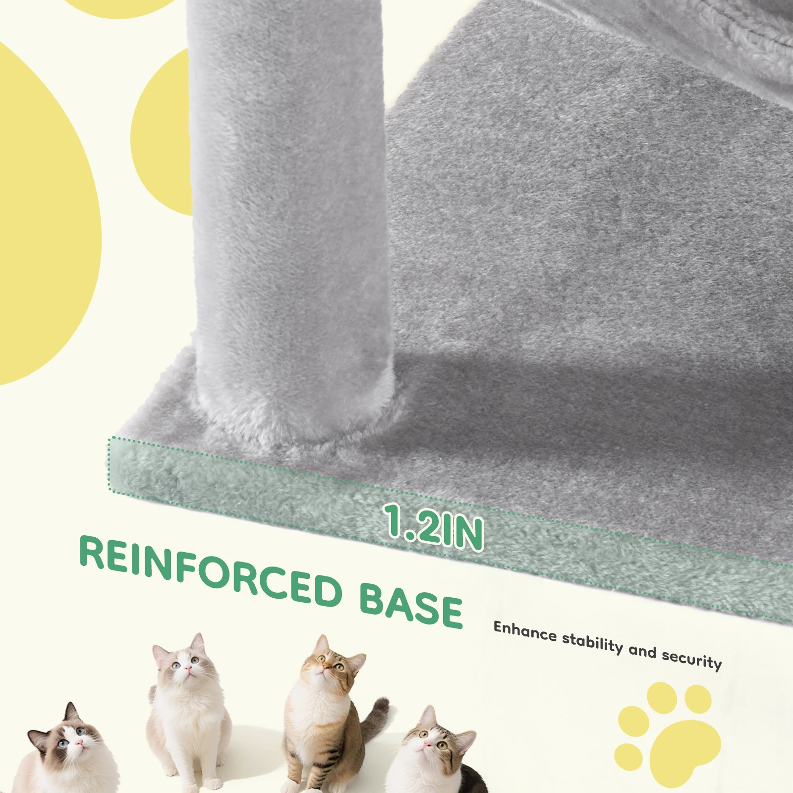 JHK 44in Tall Multi-Cat Climbing Cat Tree Tower for Pet Furniture Natural Sisal Scratching Posts Stable Pet House for Indoor Cat 6