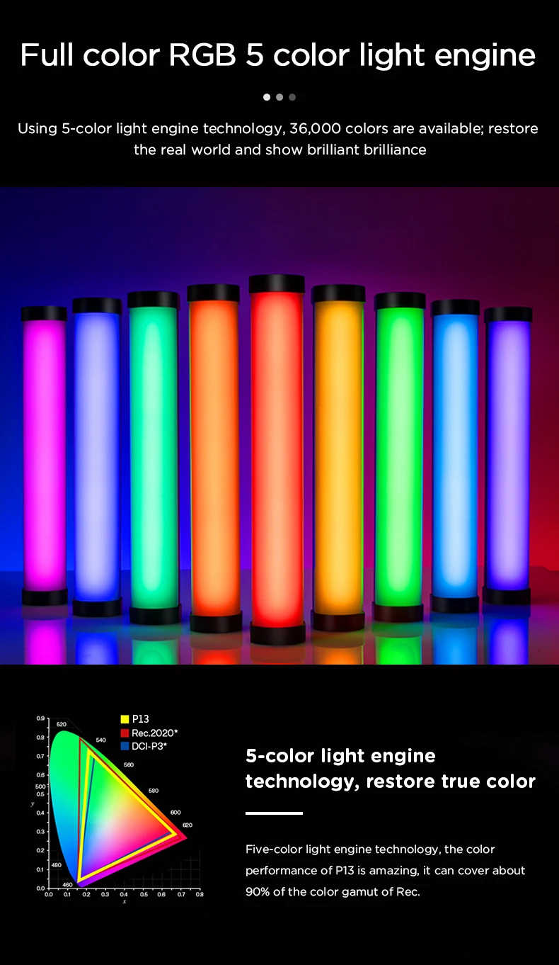 P13 RGB Led Video Light Stick With Tripod 2500K-8500K CRI 95+ Photography Studio