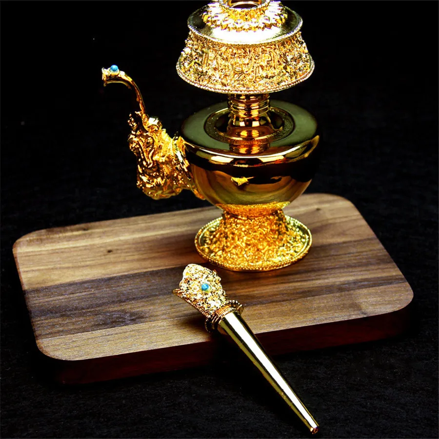 Tibetan Buddhism Supplies Eight Auspicious Symbols High-End Gilt Alloy Biba Pot Water Filter Bottle Holy Sacrificial Vessel 3