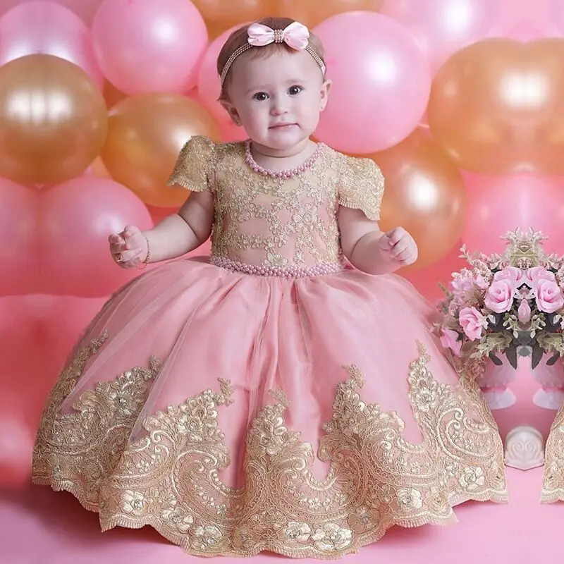 Toddler Baby 1st Birthday Baptism Beading Dress For Girls Princess — free download