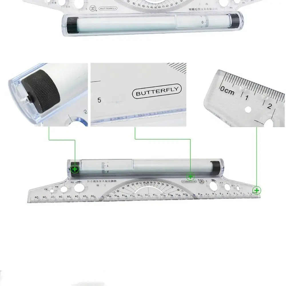 Multi-purpose Pulley Centering Rolling Ruler Drawing Tool Parallel Compass Ruler School Stationery Protractor Curve 