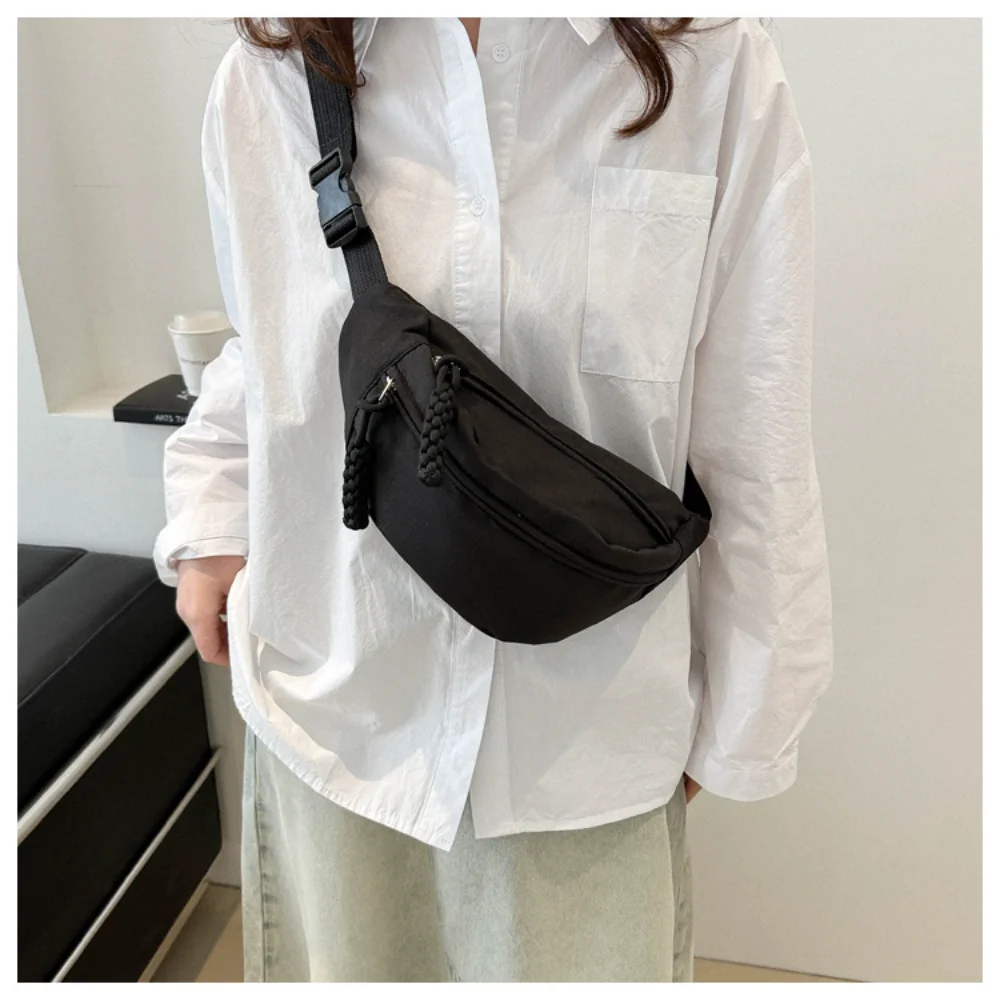 

Simple Solid Color Chest Bag For Women Sling Crossbody Pack Fashion Canvas Waist Bag Casual Fanny Packs Sport Half Moon Belt Bag